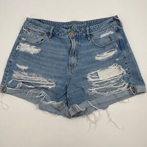 American Eagle Tomgirl Distressed Ripped Denim Shorts‎ Cuffed Women's Size 14